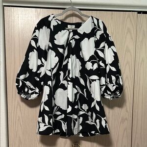 Kate Spade Black and White Puff Sleeve Dress